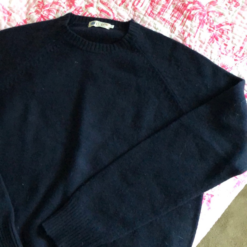 J Crew 100% wool Navy men’s sweater large crewneck